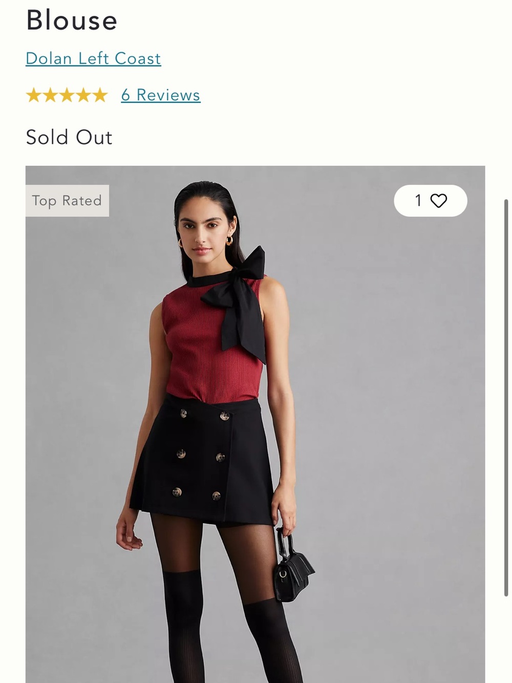 Anthropologie Red Sleeveless Bow-Neck Knit Top